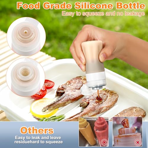 4Pcs Condiment Squeeze Bottles for Sauces, Leakproof Salad Dressing Container to Go, Small Silicone Squeeze Bottles with Brush, Condiment Containers Dispenser for Ketchup Hot Sauce Lunch Travel, 2 Oz - color: Orange/Green/Pink/Blue, size: 2 oz
