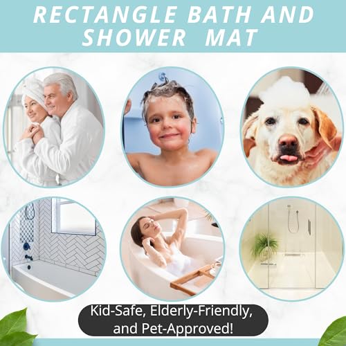 ENKOSI Bath Mat – Large 40 x 16 Inch Non-Slip Bathtub Mat with Secure Suction Cups & Drain Holes – Extra Long Bathroom Shower Mat for Tub with Grey Pebble Design (Grey Pebble 40x16) - color: Pebble