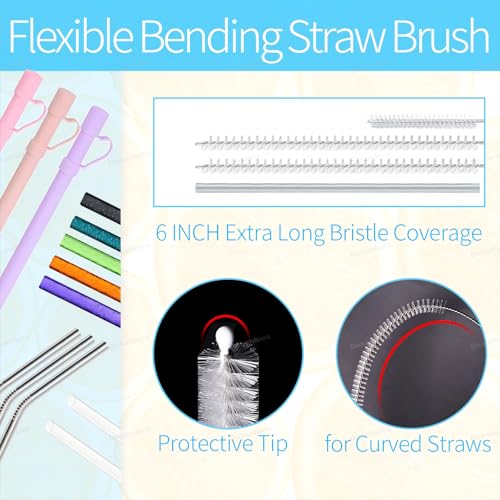 8Pcs Water Bottle Cleaner Brush Compatible with Stanley, Multipurpose Brush Cleaner Kit with Nylon Straw Brush 4 in 1 Bottle Gap Cleaner and Silicone Cup Cleaners - color: Gray