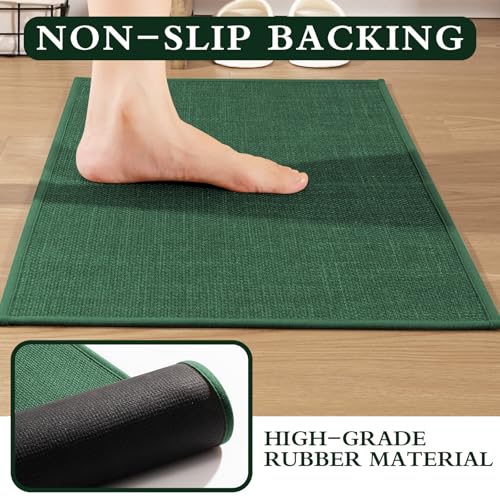 YIHOUSE Green Bathroom Rug Set, 2 Piece, 17"x24" + 17"x47", Non Slip, Quick Dry, Modern Boho Style - color: Green, size: 2 Piece (17"x24" + 17"x47")