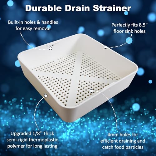 Leyso 8.5-inch Thermoplastic Floor Sink Drian Cover, Square Drain Basket, Drop-in Sink Drain Strainer, Fit in 12" Floor Sink & Use for Restaurant Compartment Sink - style: 2-3/8"H PP