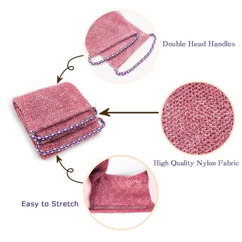 African Net Sponge Authentic - 3 Pcs Exfoliating Net Sponge with Mit Engmaschigem Design for Body & Back Scrubber, 31.5-Inch Long Bath Sponge for Shower, Skin Smoothing Washcloth (Pink, Yellow, White) - style: light