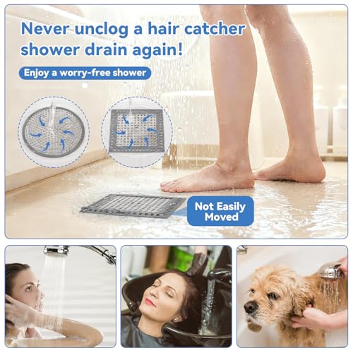 Shower Drain Hair Catcher,2pcs,Hair Catcher for Bathroom Drain,Sink,Bathtub | Tub Drain Cover Protector,Easy Installation Clean,Prevents Clogged For Bathroom/Kitchen/Laundry Room Floor Drain,Sink,Bathtub - size: Square/Round 4.72 inch