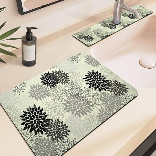 24.5" x 15.5" Dish Drying Mat & 24" x 5.5" Sink Splash Guard, Super Absorbent Drainer Rack Mat for Kitchen Counter Coffee Bar - color: Gray, size: 23.5"*15.5*+24"*5.5"