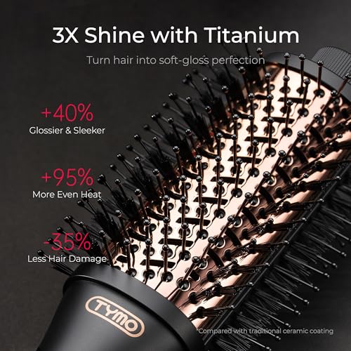 TYMO Hair Dryer Brush Blow Dryer Brush in One, 4 in 1 Ionic Hairdryer and Styler Volumizer with Oval Titanium Barrel, Hot Air Straightener for Smooth Frizz-Free Blowout, Gold, 2 Inch - color: Gold, size: 2 inches