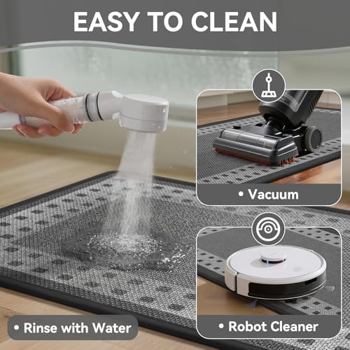 Kitchen Mats for Floor, 17''x47'' Washable Absorbent Kitchen Mat Non Slip, Braided Kitchen Runner Rug, Kitchen Sink Rug, Grey - color: B Graphic Grey, size: 17''x47''