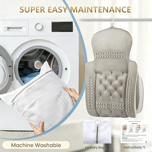 Full Body Bath Pillow, Luxury Bath Cushion with 192 Suction Cups, Bath Pillows for Tub for Head and Neck Support, with Laundry Bag White, 63" x 16" - size: 63" x 16"(Upgrade）