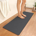 YDKGL Bathroom Runner Non Slip, Extra Soft Absorbent Quick Dry Bath Mats, Foam Weave Texture Thin Bath Rugs Washable with Rubber Backing, 20" x 59“ - color: Grey, size: 20"x 59"