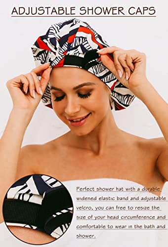 HIUMI Womens Shower Cap for Long Hair Luxury Shower Cap For Dreadlocks, Braids, Curls, Locs, Curly Hair（Stripe） - color: stripe