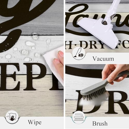 Pauwer Laundry Room Rug Runner 20"x60" Waterproof Rubber Laundry Mat Non Slip Kitchen Mats for Floor Washable Floor Mat Runner Rug for Farmhouse Mudroom Washroom Bathroom Decor - color: Grey/Beige, size: 1'8" x 5'