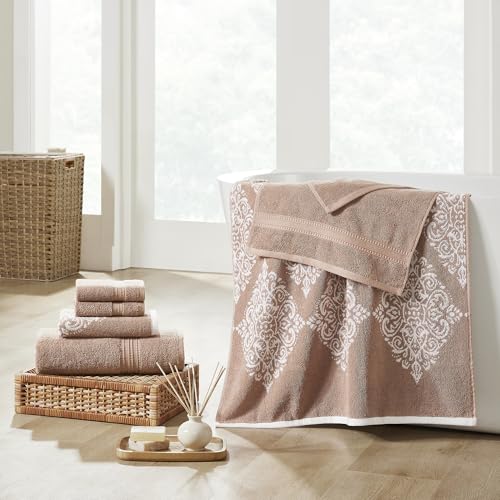 Modern Threads 6 Piece Reversible Yarn Dyed Jacquard Towel Set Artesia Damask Tuscany - color: Tuscany