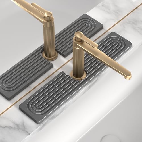 Faucet Mat for Kitchen Sink, Diatomite Stone Drying Sink Protectors, Bathroom Faucet Splash Guard, Quick Dry Water Absorbing, Non-Slip Stone Tray for Kitchen Counter, Grey, 20" x 3.9" - color: Grey, size: 20" x 3.9"