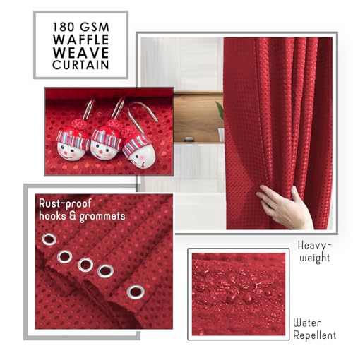Clara Clark Christmas Bathroom Accessory Set - 22PC, Complete Set + Bath Rugs, Modern, Red & White, Polyester - color: Christmas, size: Complete Set + Bath Rugs
