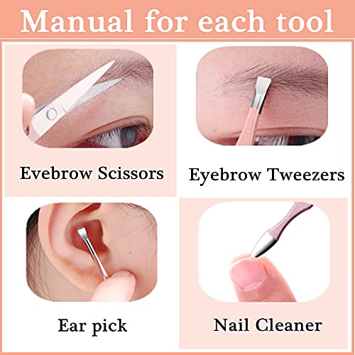 QURIPE 7pcs Manicure Set, Nail Clippers Kit, Stainless Steel Manicure Kit, Nail Clipping Tools Portable Travel Grooming Kit, The Best Gift with Luxurious Case(Rose Gold) - color: Rose Gold