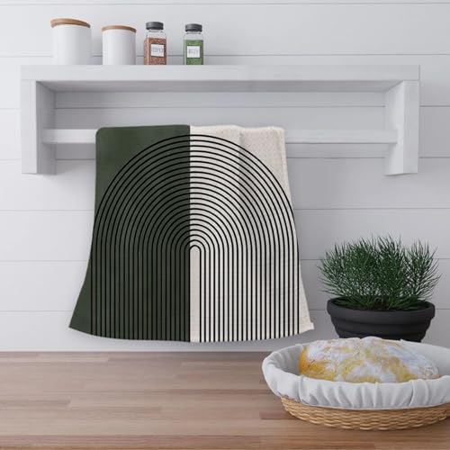 OHSUL Boho Kitchen Towels, Green Decorative Hand Towels, Bohemian Style Kitchen Bath Decor, Dish Tea Hand Towels for Home Use 16x24 Inch (Dark Green) - color: Color-3