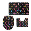 Dog Paw Print Bathroom Rugs Sets 3 Piece Non-Slip 3 Piece Bathroom Rug Set Soft Contour Rug + Toilet Lid Cover + Bath Mat Bathroom Decor Bathroom Rug Sets 3 Piece with Toilet Cover - color: Dog Paw Print