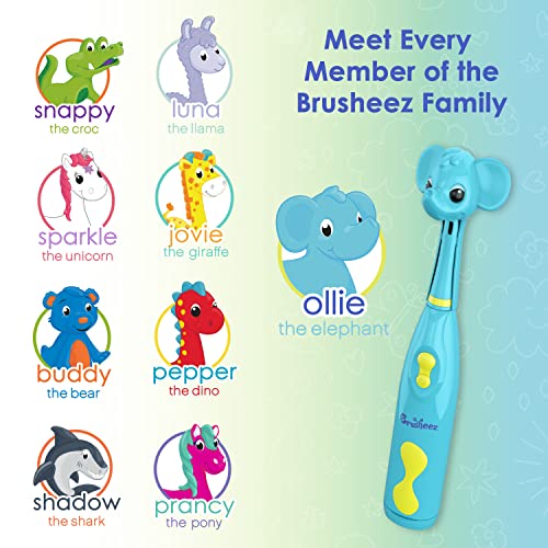 Brusheez Kids’ Electric Toothbrush Set - Safe & Effective for Ages 3+ - Parent Tested & Approved with Gentle Bristles, 2 Brush Heads, Rinse Cup, 2-Minute Timer, & Storage Base (Ollie the Elephant) - color: Ollie the Elephant