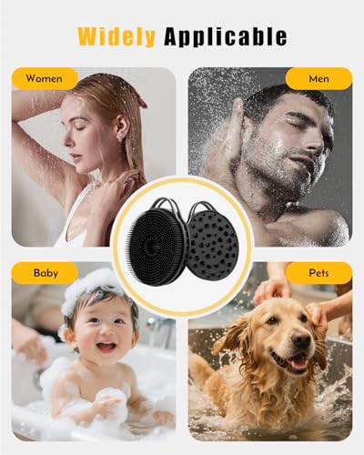 2 in 1 Silicone Body Scrubber, Anti Cellulite Massage Scrubber, Exfoliating Shower Brush for Men & Women, Removes Dead Skin, Reduces Cellulite, Improves Circulation, Fast Dry, Non Slip (1PC, Black) - color: Black, size: 1PC