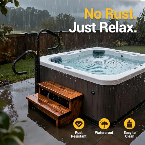 Two-Way Hot Tub Handrail, 44"-57.3" Adjustable Height SPA Hand Rail w/360 Swivel Option, Hot Tub Railing to Get in and Out, 600LBS SPA Side Handrail Ground-Mount for Indoor&Outdoor