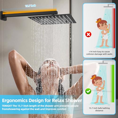 Bathroom Shower Faucet Set，10 Inch Rain Shower Head with Handheld Spray，Brass Shower Valve Trim Kit，Wall Mounted Square Rain Shower System (Matte black) - color: Matte Black, size: 10 Inch Shower Head