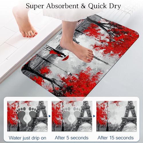 Elightvap Paris Eiffel Tower Love Bathroom Rugs Mat Non Slip Absorbent Quick Dry Rug Bath Mats for Bathroom Floor Bathtub,17 * 29.5 Inches - color: Paris Eiffel Tower Love