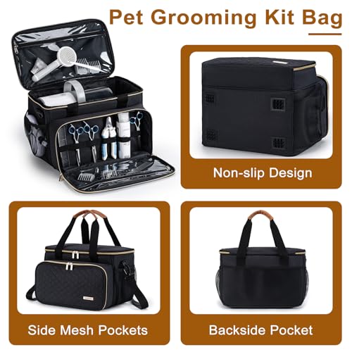 Dog Grooming Vacuum Bag, Pet Grooming Kit Bag Perfect for Dog Hair Vacuum & Grooming Tool Kit Accessories- Black - color: Black