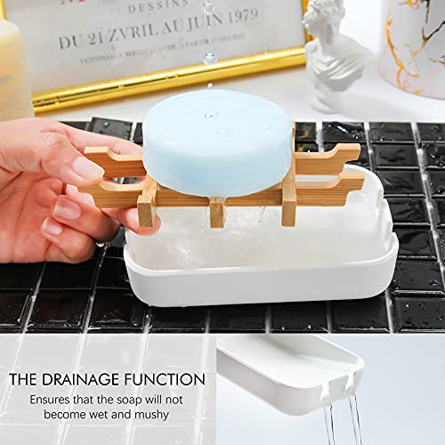 Soap Dishes for Bar Soap,2 Pack Environmentally-Friendly Bathroom Soap Dishes (Removable),2Pcs/Set Bamboo Soap Dishes Holder,Bathroom Sink Soap Dish,White - color: 2pcs-white