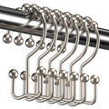 Titanker Shower Curtain Hooks Rings, Rust Resistant Metal Double Glide Shower Hooks Rings for Bathroom Shower Rods Curtains, Set of 12 Hooks - Nickel - color: Nickel, style: Modern