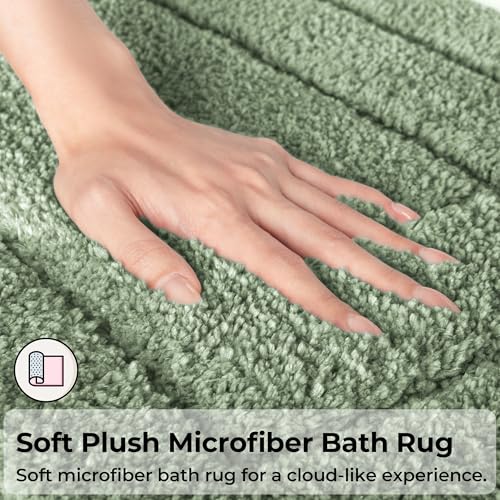 GRANNY SAYS Bathroom Rugs Sets 2 Piece,Soft Bath Mats for Bathroom, Bath Rugs Non Slip Washable, Absorbent Bath Rug for Tub, Shower and Toilet, Bath Mat Set (Green, 20" x 32" + 16" x 24") - color: Green, size: 1'8" x 2'8" (20" x 32"+16" x 24")