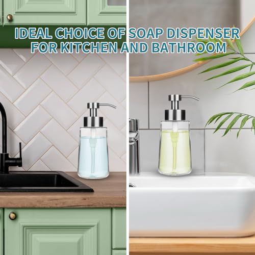 Soap Dispenser, Glass Hand Soap Dispenser with Rust Proof Pump, 16oz Liquid Soap Container with Waterproof Labels, Dish & Hand Soap Pump for Bathroom, Kitchen, Brushed Nickel, Pack of 2 - color: Brushed Nickel