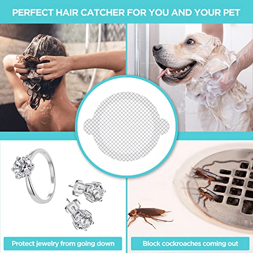 25 Pack Disposable Shower Drain Hair Catcher Mesh Stickers - Peel & Stick Drain Strainers to Prevent Clogs, Strong Waterproof Adhesive, Mess-Free Disposable Drain Covers for Shower & Bathtub - size: 3.5" Round - 25
