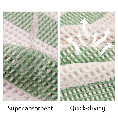 Waffle Bath Mat Non Slip, Boho Bathroom Rug, Super Absorbent Quick Dry Bathroom Mat, Soft Farmhouse Bath Rug with Tassels, Small Washable Shower Mats for Floor 20"x32", White and Green - color: Green and White, size: 1'8" x 2'8" (Rectangular)