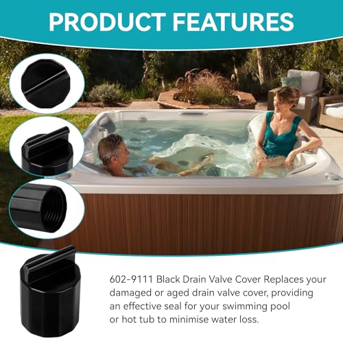 Hot Tub Drain Valves Cap Only fit for Waterway Pool and Spa Filters, Replacement Part Number: 602-9111, Black Drain Fill Valve Replace Waterway Drain Valve Replacement Parts