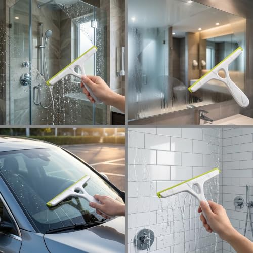 10" Silicone Squeegee for All Surfaces, Multi-Purpose Cleaner for Bathroom, Kitchen, Car & Window Glass (Set of 2)