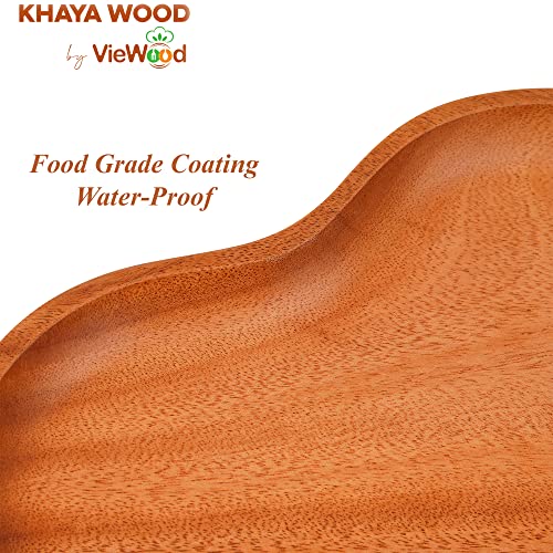 VieWood Heart Wooden Plates Set of 2 Unbreakable Classic Appetizer Plates, Easy Cleaning & Light weight for Dishes Snack, Dessert (Khaya, 8.7") - color: Heart Wood Plates (Set of 2)