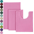 Urvoix Bathroom Rugs Sets 3 Piece, Non-Slip Chenille Bath Rug - Ultra Soft, Washable, Super Absorbent Bath Mat for Bathroom, Toilet and Tub (Pink) - color: Pink