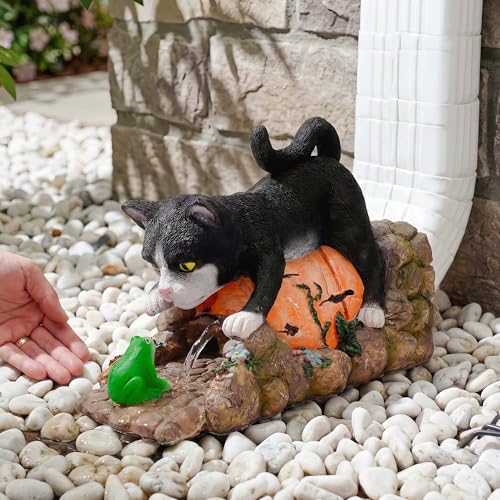 Real Cat Sculpture Gutter Diverter Rain,Eco-Friendly Resin Gutter Extender Diverter,Deco Gutter Extension Downspout, Splash Block, Perfect Rain Gutter Downspout Extension for 3"x4" Downspouts - color: Black