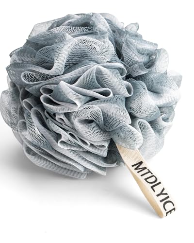 MTDLYICE Loofah Sponge, XXL Large Loofah 100g 4 Pack, Bath Sponge Soft Mesh Shower Loofah for Men, Body Scrub, Shower Pouf Bath Accessories, for Body Wash, Soap (Blue Gray) - style: Blue Gray