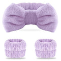 WSYUB Spa headband, Wristbands, Headband for Washing Face, 2pcs Wristlets for Sleeves Dry, Make up Headband,Purple - color: Purple