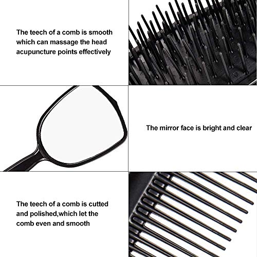 Set of 5 Hair Combs Set Professional Salon Hair Cutting Brushes Sets Salon Hairdressing Styling Tool Mirror And Holder Stand Set Dressing Comb Kits for - color: Red