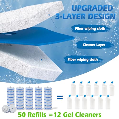 50 Count Toilet Wand Refills for Clorox, Disposable Toilet Brush Heads Compatible with Most Toilet Bowl Wand Refills System for Bathroom Cleaning
