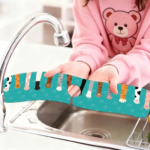 2 Pcs Kitchen Sink Splash Guard Faucet Mat Cat Paws Pattern Faucet Mat for Sinks Absorbing Drying Mats for Kitchen Bathroom - color: Cat Paws Pattern
