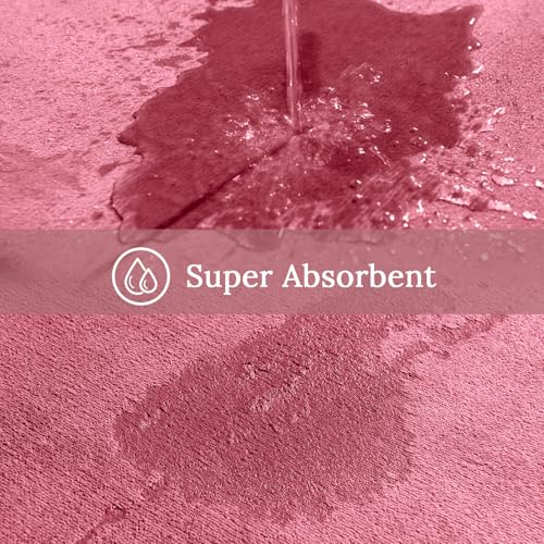HUXMEYSON Bathroom Rugs Sets 3 Piece, Ultra Soft Velvet Memory Foam Bath Rugs, Non-Slip & PVC Backing Bathroom Mat Set, Washable Quick Dry Bath Rug - Pink - color: Pink, size: 17"x24"+20"x32"+U Shape 20"x24"