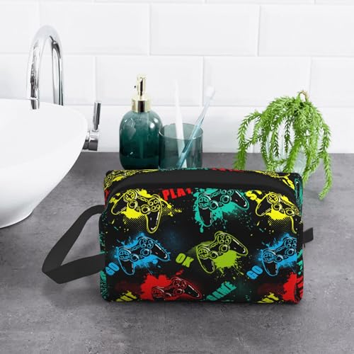Kids Travel Toiletry Bag for Boys Girls - Waterproof Makeup Pouch Hanging Cosmetic Wash Bags Dopp Kit Shaving Bag for Toiletries Accessories(Game Start) - color: Game Start