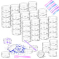 50 Pack 10g Plastic Jars with Lids, 10ml Round Clear Cosmetic Containers Makeup Jars, Travel Size Container Jar with 20 Spatulas for Sample Lotion Cream Eyeshadow Ointment Salve Balm Powder - color: White, size: 10g