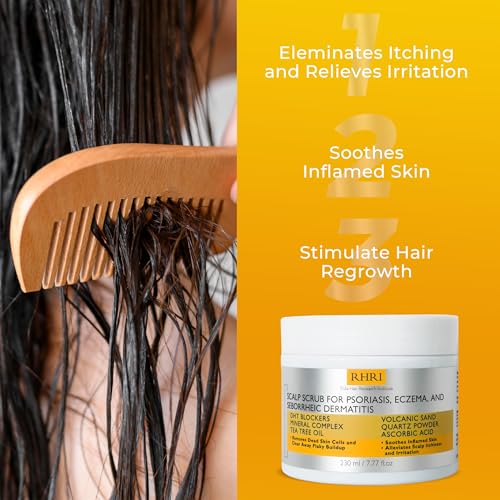 Anti Fungal Pre Shampoo Scalp Scrub for Psoriasis, Eczema & Seborrheic Dermatitis | DHT Blockers, Mineral Complex & Tea Tree Oil | Clears Buildup, Soothes Scalp and Promotes Hair Growth 7.7 Fl Oz