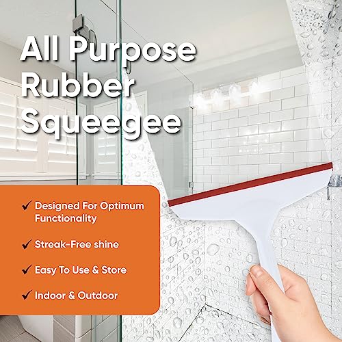Superio 6” Window Squeegee with Grip Handle and Hanging Hook. (Red) - color: Red