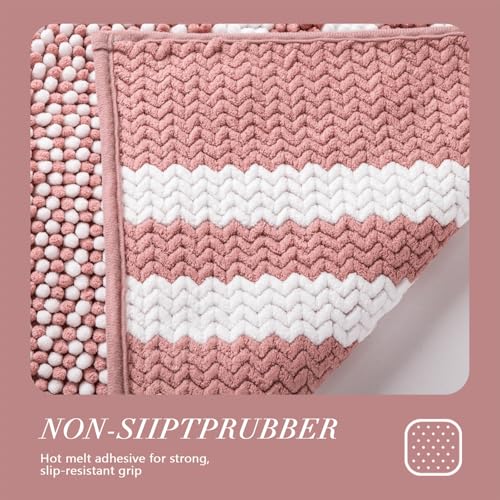 BSICPRO Bathroom Rugs, 47x20 Inch Extra Soft Absorbent Shaggy Chenille Bath Rugs, Non Slip Backing Quick Dry Machine Washable Modern Bath Mat for Bathroom Floor, Home Decor Accessories,Dusty Pink - color: Dusty Pink, size: 47" x 20"