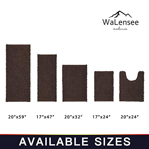 Walensee Bathroom Contour Rug Non Slip Toilet U Shaped Bath Mat (20x24, Brown) Water Absorbent Super Soft Shaggy Chenille Machine Washable Dry Extra Thick Perfect Absorbant Best Plush Carpet - color: Brown, size: 20"x24" Contour Rug