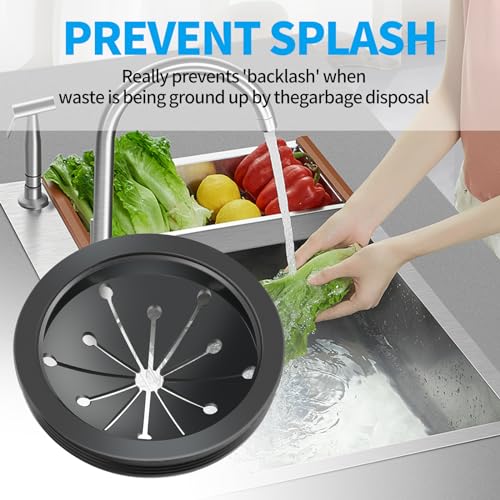 2 Pcs Garbage Disposal Splash Guard, 3 1/8" Sink Rubber Guard for Garbage Disposal, Replacement Garbage Disposal Rubber Drain Insert Parts for Whirlaway, Waste King, and GE Models - color: Black 2 Pack
